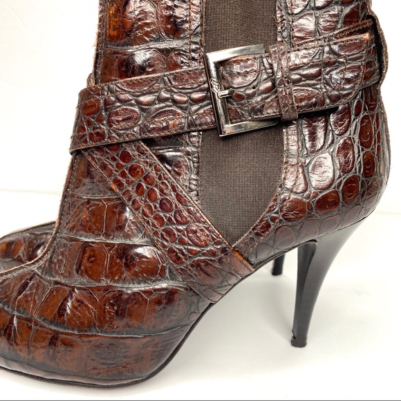 Donald J. Pliner Ankle Stiletto Booties Croc Skin - Picture 4 of 16